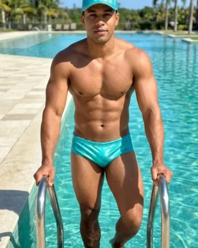 SUNGA AZUL PISCINA LIGEIRO BRILHO